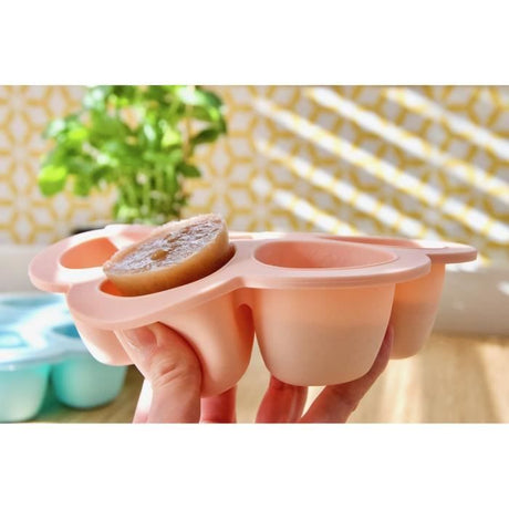 BEABA Multiportions en silicone de qualité premium, résistance thermique, couvercle hermétique, Fabriqué en Italie, 6x150 ml rose