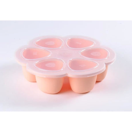 BEABA Multiportions en silicone de qualité premium, résistance thermique, couvercle hermétique, Fabriqué en Italie, 6x150 ml rose