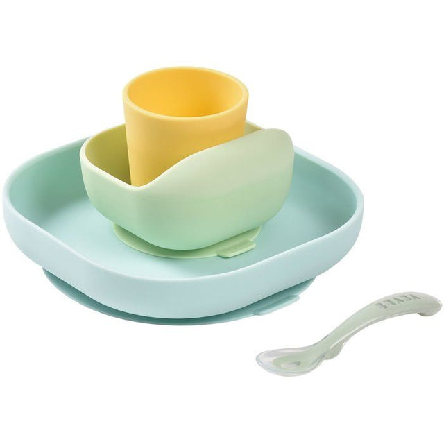 Coffret repas - BEABA - 4 pieces - En silicone - Jaune/Vert