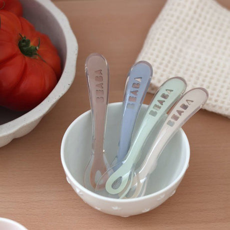 Lot de 4 cuilleres - BEABA - 2eme âge - En silicone - Natural set