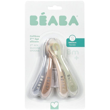 Lot de 4 cuilleres - BEABA - 2eme âge - En silicone - Natural set