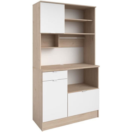 Buffet de cuisine - BECOOL -  100,2 x 185,7 x 45,3 cm - Chene / Blanc - PARISOT