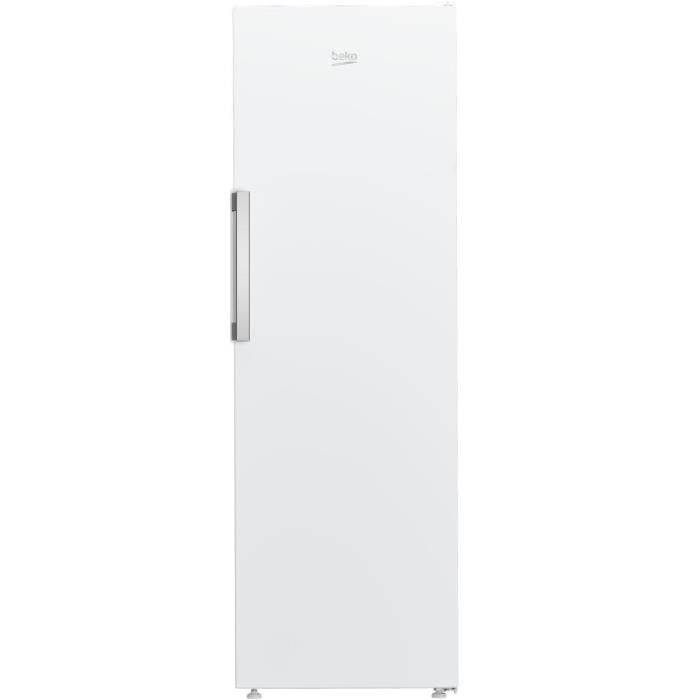 Réfrigérateur monoporte - BEKO - B1RMLNE444W - 365 L - Ventilé - Clayette porte bouteille - Classe E - 186,5x 59,7x 70,9 - Blanc