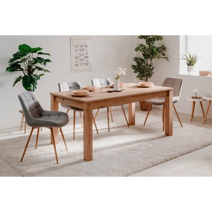 Table a manger extensible 6-10 personnes - Rectangulaire - MDF - Industriel - Bergen - L 160-200 x P 75 x H 90 cm
