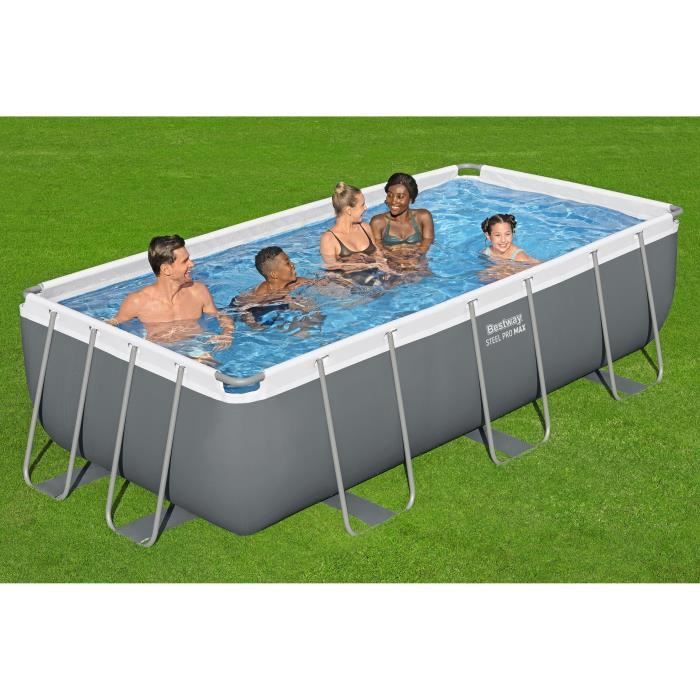 Kit Piscine hors sol tubulaire BESTWAY - Steel Pro Max - 404 x 201 x 100 cm - Rectangulaire (Filtre à cartouche, échelle)