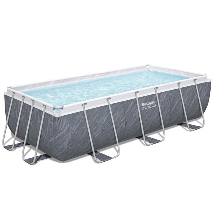 Kit Piscine hors sol tubulaire BESTWAY - Steel Pro Max - 404 x 201 x 100 cm -Rectangulaire (Filtre a cartouche, échelle, 1 cartouche