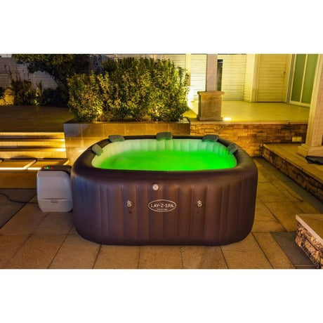 Spa gonflable BESTWAY - Lay-Z-Spa Maldives - Hydrojets - 201x201x80 cm - 5 a 7 places - Carré (couverture, cartouche, 5 appuie-tete)