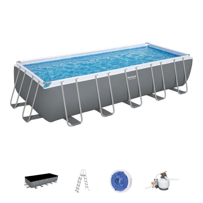 Kit Piscine hors sol tubulaire BESTWAY - Steel Pro Max™ - 640 x 274 x 132 cm - Rectangulaire (Filtre a sable, bâche, échelle)