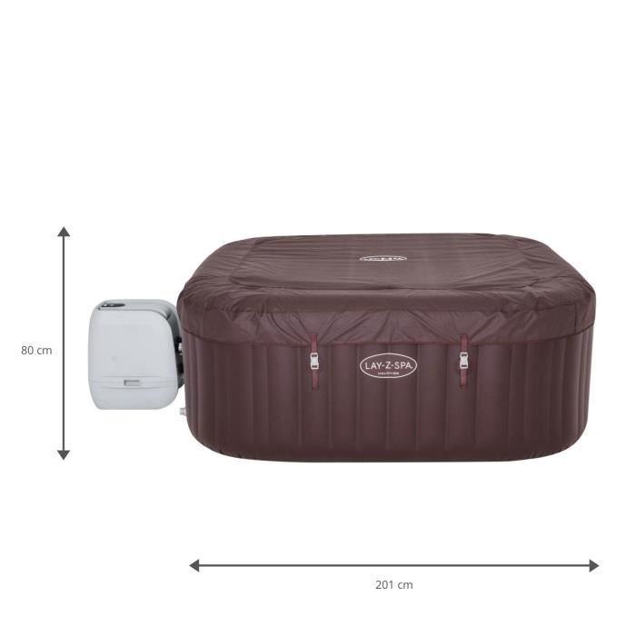Spa gonflable BESTWAY - Lay-Z-Spa Maldives - 201 x 201 x 80 cm - 5 a 7 places - Carré (Couverture, pompe, cartouche, diffuseur,