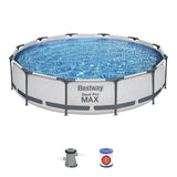 Kit Piscine hors sol tubulaire BESTWAY - Steel Pro Max - 366 x 76 cm - Ronde - (Inclus 1 pompe de filtration et 1 cartouche)