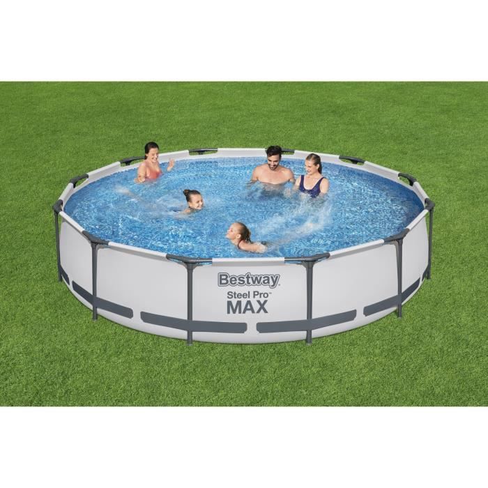 Kit Piscine hors sol tubulaire BESTWAY - Steel Pro Max - 366 x 76 cm - Ronde - (Inclus 1 pompe de filtration et 1 cartouche)