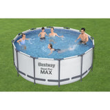 Kit Piscine hors sol tubulaire BESTWAY Steel Pro Max - 366 x 122 cm - Ronde (Livrée avec un filtre a cartouche, échelle, bâche)