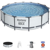 Kit Piscine hors sol tubulaire - BESTWAY - Steel Pro Max - 427 x 107 cm - Ronde (Pompe, échelle, bâche et cartouche de filtration)