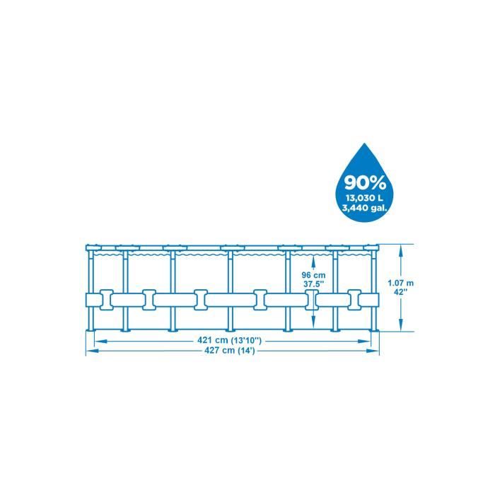 Kit Piscine hors sol tubulaire - BESTWAY - Steel Pro Max - 427 x 107 cm - Ronde (Pompe, échelle, bâche et cartouche de filtration)