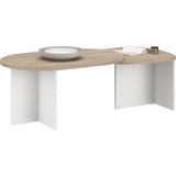 Table Basse Pivotante BETTY - Chene & Blanc - Ovale - 90 / 130,4 x 60 x 42,2 cm