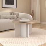 Table Basse Pivotante BETTY - Chene & Blanc - Ovale - 90 / 130,4 x 60 x 42,2 cm