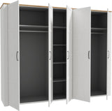 Armoire de chambre - BOHOL - Décor Chene blanchi - 5 portes battantes - L265,6 x P59,6 x H214 cm