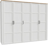 Armoire de chambre - BOHOL - Décor Chene blanchi - 5 portes battantes - L265,6 x P59,6 x H214 cm