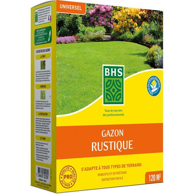 Semence de Gazon rustique - BHS - Boîte de 3 kg - Résistant aux conditions climatiques difficiles - Soleil - Rouge