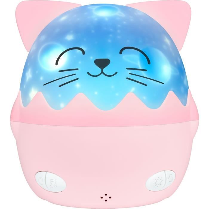 Veilleuse musicale sans fil - BIGBEN - Chat - Projection 360° - 13 films - 8 mélodies - Télécommande - Batterie USB-C