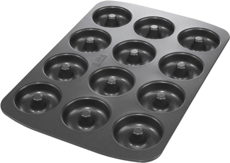 Plaque a cuisson pour donuts  - BIRKMANN - EASY BAKING - Acier carbone - Anti adhésif - 12 moules - Ř7cm, 37 x 26 x 2 cm