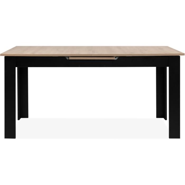 Table extensible - BIRMINGHAM - 80B - Ouverture synchonisée automatique - Chene / noir - 8 / 10 personnes - 160-200 x 75 x 80 cm