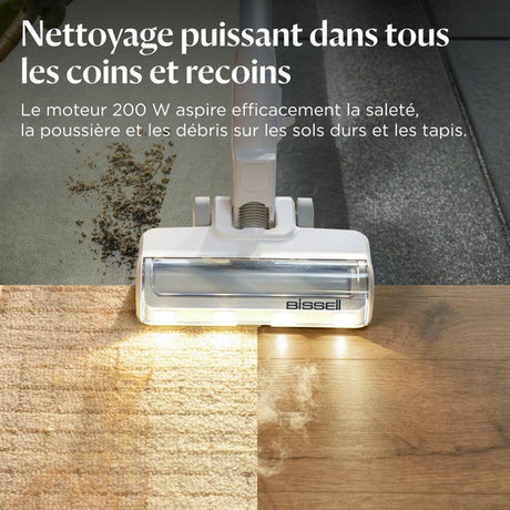 BISSELL Powerclean - Aspirateur Balai sans fil - 200 W - 40 min - 0,4 L - Blanc / Argenté