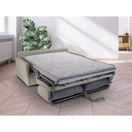 Canapé convertible express - 3 places - LINCOLN - Velours côtelé Beige - 175 x 100 x 87 cm - MONDO