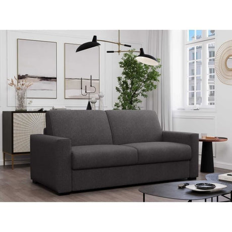 Canapé convertible express JOHN - 3 places - Tissu anthracite - 190 x 100 x 87 cm