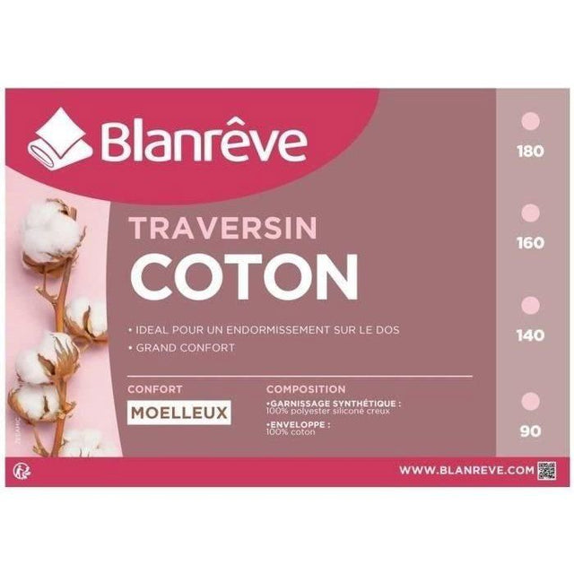 Traversin Coton - BLANREVE -180 cm - Blanc