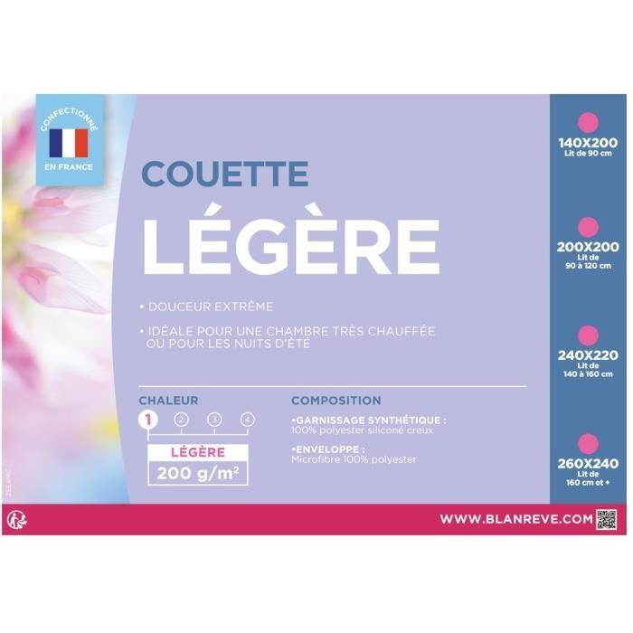 Couette Légere Microfibre - BLANREVE - 220 x 240 cm - Blanc