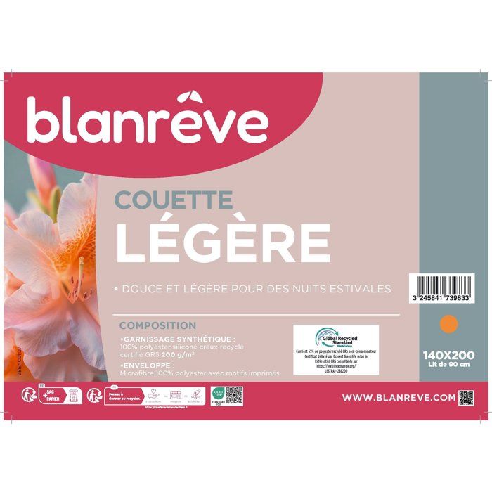 Couette - 140 x 200 cm - BLANREVE - Légere - 200gr/m˛ - Motifs imprimés