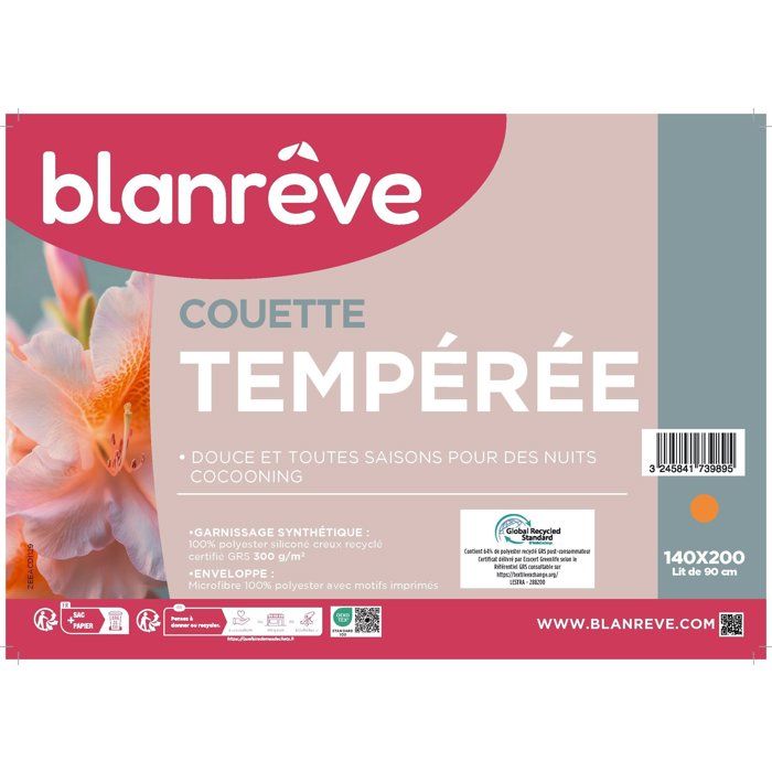 Couette - 140 x 200 cm - BLANREVE - Tempérée - 83g/m˛ - Motifs imprimés
