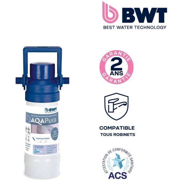 Filtre sous-évier - BWT - AQA-PURA - Retenue partielle des PFAS - Capacité 10.000 L / 1 an - Kit complet