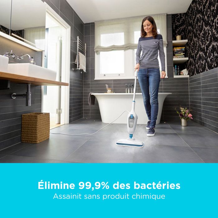 BLACK+DECKER - FSMH13E5-QS - Balai vapeur avec nettoyeur a main 5 en 1   1300W - Réservoir : 350 ml - Câble :4.8M