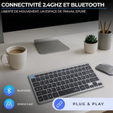 Ensemble Clavier Souris sans fil - BLUESTORK - Pack Mini - Bluetooth & Dongle - Ultra fin et léger - Nomade Télétravail