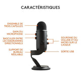 Microphone - Sans fil - LOGITECH G - Yeti - Compatible PC et MAC - Noir