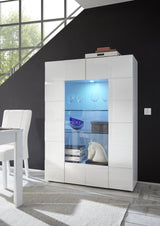 Vitrine - MILANO - Blanc Laqué Brillant - 2 Portes - 121 x 43 x 166 cm