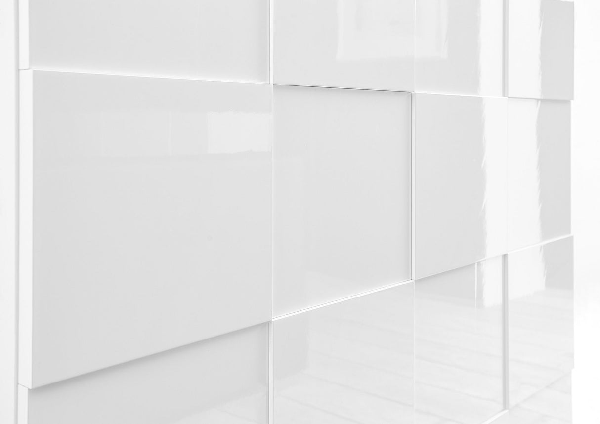 Vitrine - MILANO - Blanc Laqué Brillant - 2 Portes - 121 x 43 x 166 cm