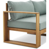 Salon de jardin d'angle modulable LEVATA OTTOMAN - Bois d'acacia FSC - 6 personnes - Bleu vert + Housse incluse