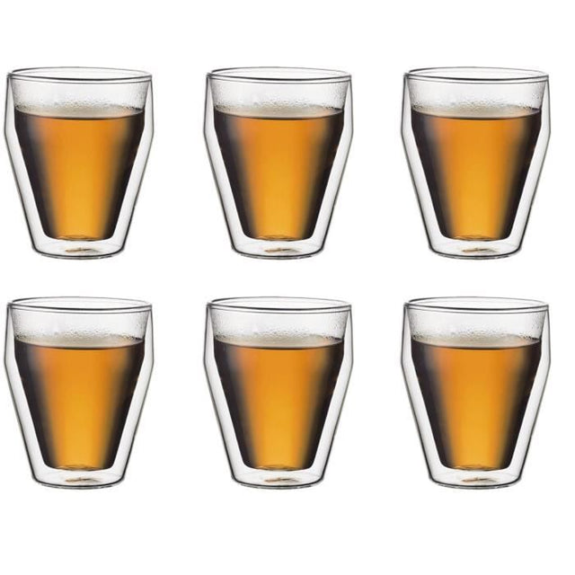 Set 6 verres thermo - BODUM - Titlis - Double paroi - 0.25 l - Transparent