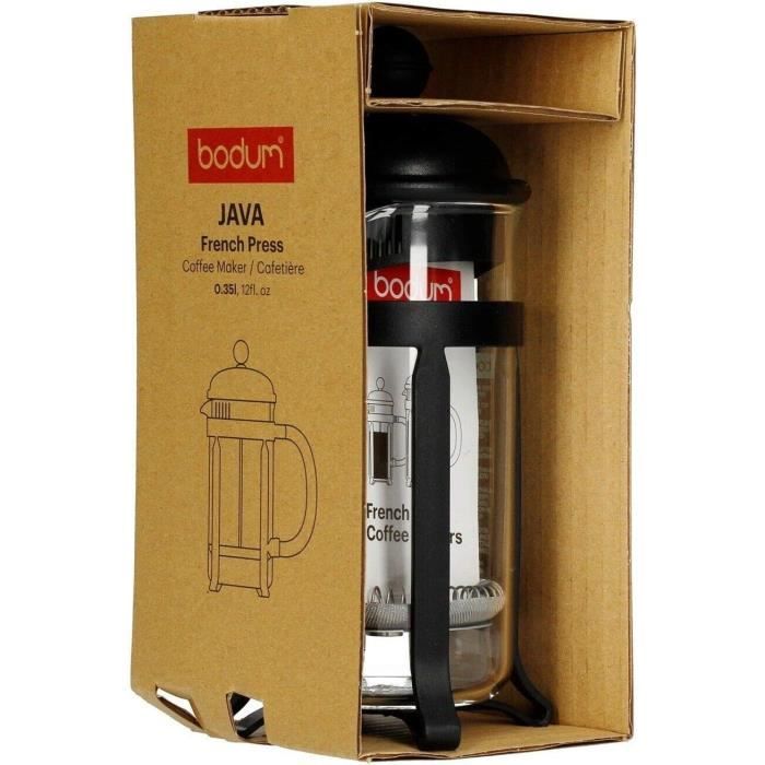 Cafetiere a piston - BODUM - Java - Monture et couvercle en plastique - 3 tasses - 0.35 l - Noir