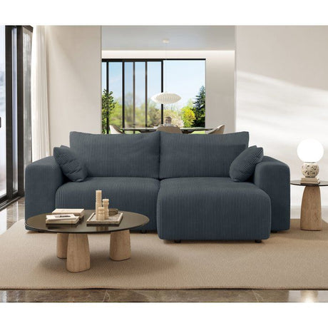 Canapé fixe d'angle réversible - 4 places - BOGOTA - Tissu Gris anthracite - 227 x 138 x 86 cm
