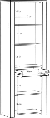 Vitrine Haute BOHOL Noire – 2 Portes dont 1 Vitrée + 1 Tiroir – L 71,7 × P 42 × H 205,4 cm
