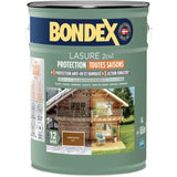 Lasure 2 en 1 protection extérieure - Chene Foncé - Satin - Protection 12 ans - Toutes saisons - Bondex - 5L