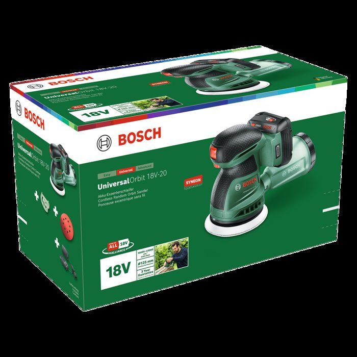 Ponceuse excentrique sans fil BOSCH - UniversalOrbit 18V 20 - 18V - 125mm - 1 batterie 2,0 Ah + chargeur