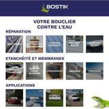 Membrane d'étanchéité - BOSTIK - Waterstop - Réparation fuites - Seau 14 kg - Gris