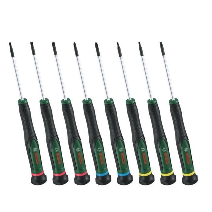 Bosch Set de tournevis 8 pcs ( pour bricolage/modélisme/artisanat  embouts précis et magnétiques  PH/TX/HEX/Plat)