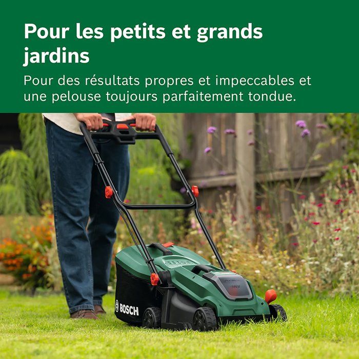 Tondeuse électrique sans fil + batterie 4Ah + chargeur - Bosch - ROTAK18V-32 - 06008B9P00 - 18V - 32cm de coupe