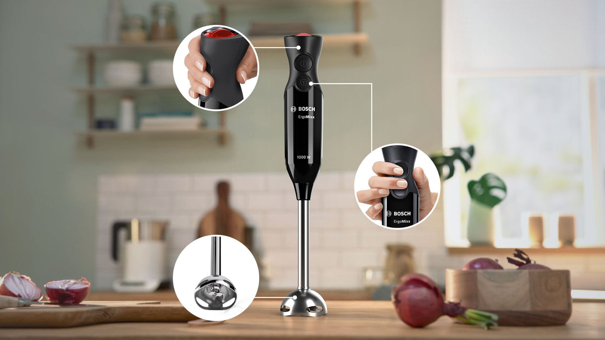 Mixeur plongeant - BOSCH - MS6CB6110 ErgoMixx - 1000 W - 12 vitesses + turbo - Bol mixeur - Noir
